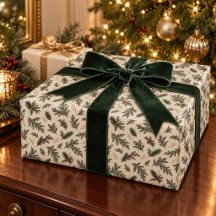 Immergrüne botanische Weihnachtsverpackungspapier