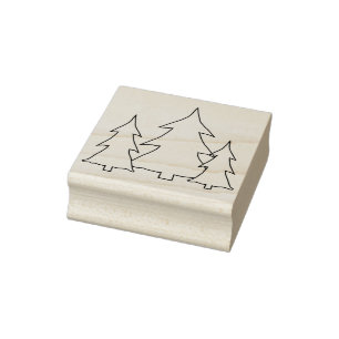 Immergrüne Kiefern-Baum-Illustrations-Linie Gummistempel