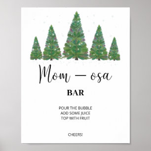 Immergrüne Mom-Osa-Bar-Schilder. Winter-Momosa-Bar Poster