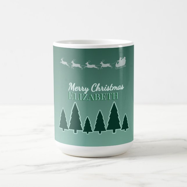 Immergrüne Schlitten-Feiertags-Name-Glanz Kaffeetasse (Mittel)