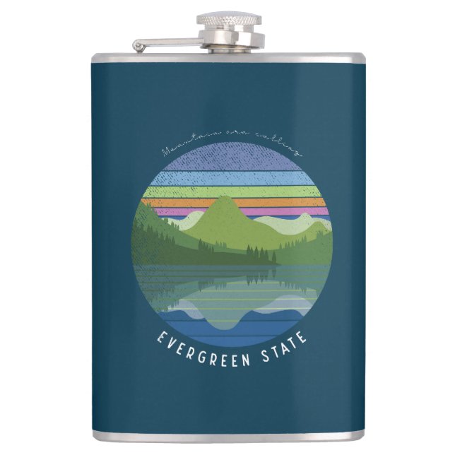 Immergrüne Staatsflasche Flachmann (Vorderseite)