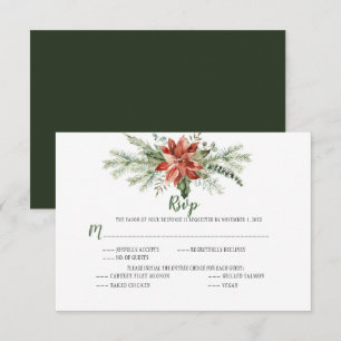 Immergrüner roter Poinsettien-Girlande Weihnachten RSVP Karte