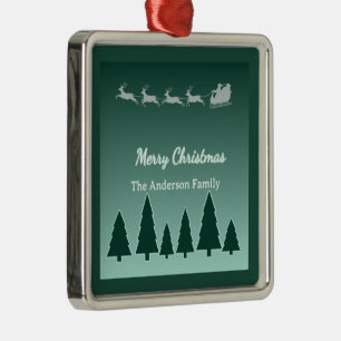 Immergrüner Schlitten Familienornament Leuchten Ornament Aus Metall