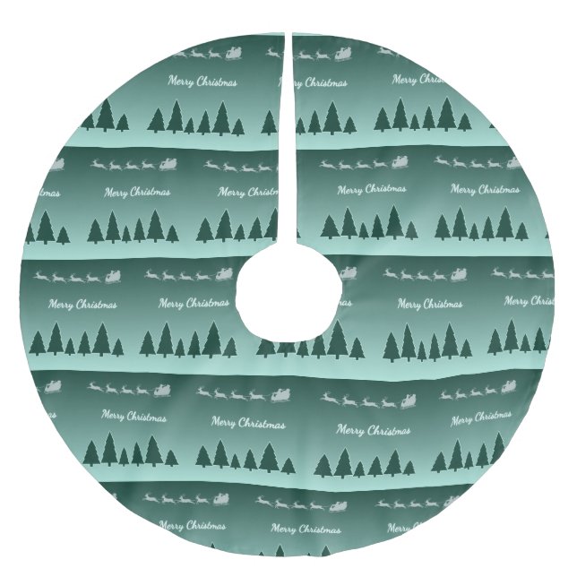 Immergrüner Schlitten-Weihnachtsrock-Glanz Polyester Weihnachtsbaumdecke (Vorderseite)