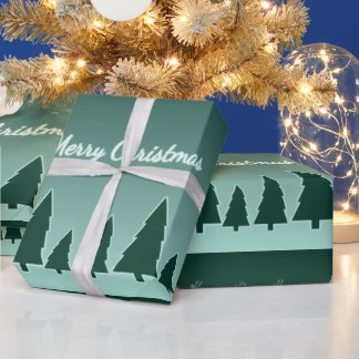 Immergrüner Schlittenwald-Muster-Leuchten Geschenkpapier
