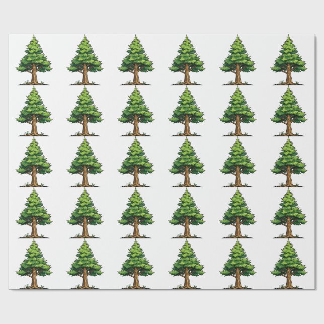 Immergrüner Wald Geschenkpapier (Flach)