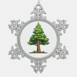 Immergrüner Wald Schneeflocken Zinn-Ornament