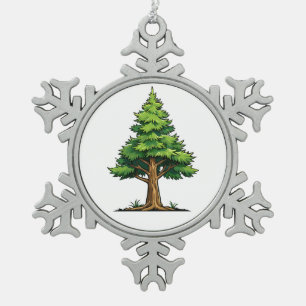 Immergrüner Wald Schneeflocken Zinn-Ornament