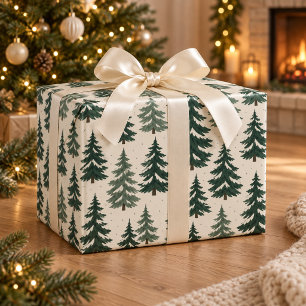 Immergrüner Wald-Weihnachts-Verpackungspapier Geschenkpapier