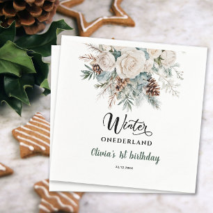 Immergrüner Winter Onederland Erster Geburtstag Serviette