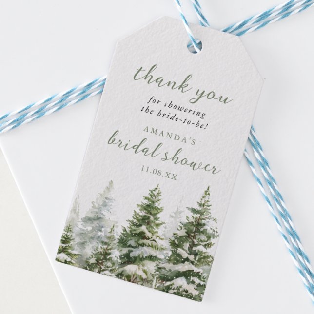 Immergrüner Winterwald Kiefern Danke  Geschenkanhänger (Von Creator hochgeladen)