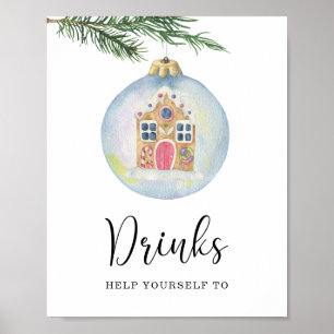Immergrüner Winterzweig - Getränke Poster