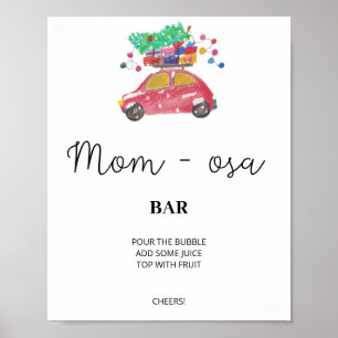 Immergrünes Mom-Osa-Bar-Schild. Winter-Momosa-Bar Poster