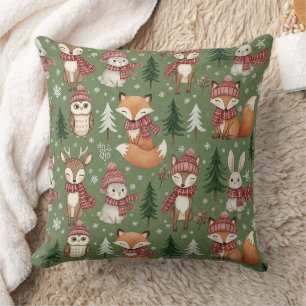 Immergrünes Weihnachts-Fuchs-Hirsch-Hase-Eule-Must Kissen