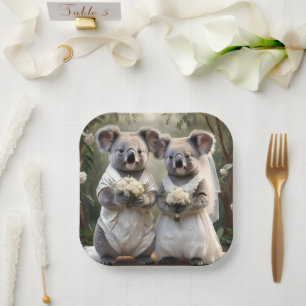 "Immerwährende Gelübde: Eine Koala-Hochzeit in Wei Pappteller