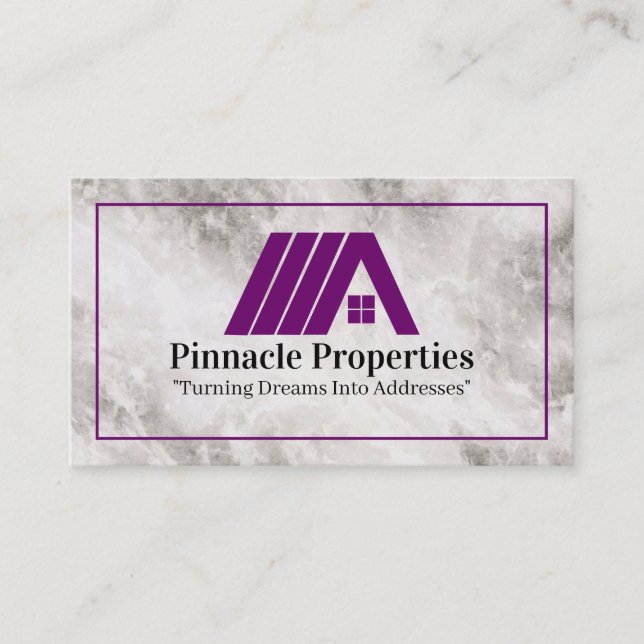 Immobilien-Anwesen | Lila Logo | Marmor Visitenkarte (Vorderseite)