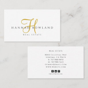 Immobilien Gold Schriftzug Monogramm Name Visitenkarte