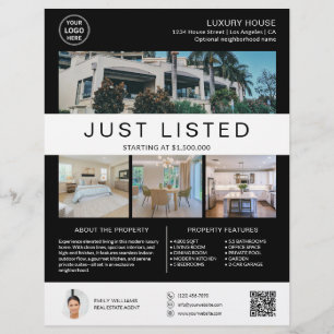 Immobilien Haus zum Verkauf Logo Foto QR Schwarz Flyer