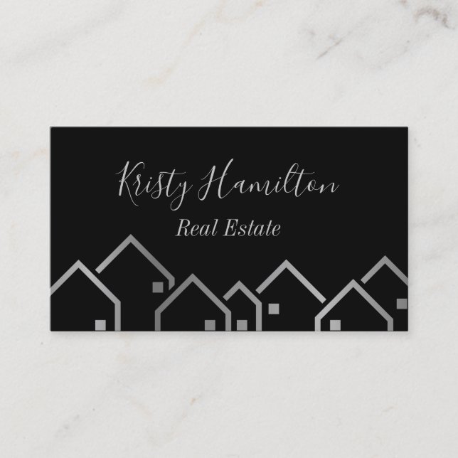 Immobilien in beruflichem Anwesen Silber Visitenkarte (Vorderseite)