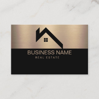 Immobilien Modernes Haus Logo Schwarz & Gold Visitenkarte