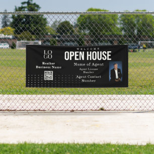 Immobilien-Open-House-Logo-Foto Schwarz Banner