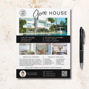 Immobilien-Open-House-Moderne-Script-Logo Flyer
