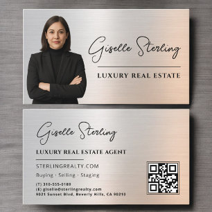 Immobilien-QR-Code-Foto-Platin-Metallisch Visitenkarte