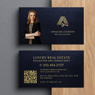 Immobilien-QR-Code Gold-Haus-Schlüssel-Logo-Foto N Visitenkarte