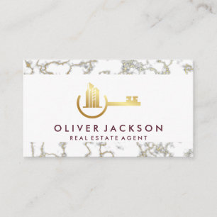Immobilien Schlüssel Logo Gold Marmor Visitenkarte