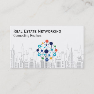 Immobilien Stadt-Skyline Netzwerk-Logo Visitenkarte