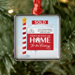 Immobilien-Weihnachts-Verkauft-Schild Ornament Aus Metall