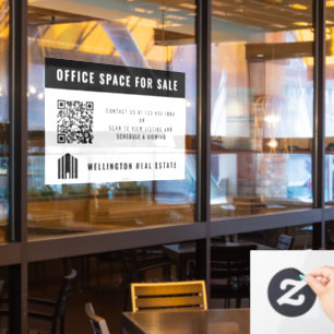 Immobilien zum Verkauf QR-Code Schwarz Weiß Fensteraufkleber