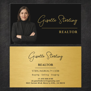 Immobilienmakler Black Gold Luxus Metallisch Visitenkarte