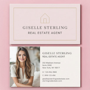 Immobilienmakler Blush Pink Gold Haus Foto Visitenkarte