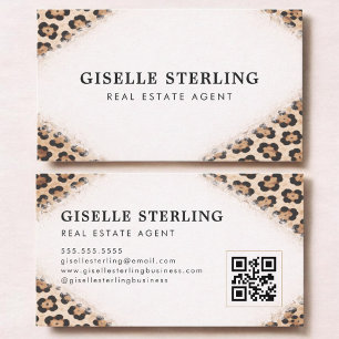 Immobilienmakler Gepard Leopardendruck QR-Code Visitenkarte