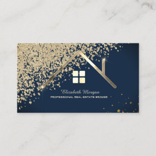 Immobilienmakler Gold Haus Diamanten Navy Blau Visitenkarte