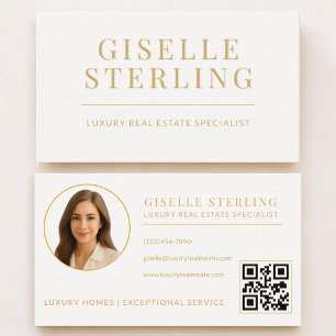 Immobilienmakler Neutraler Goldener QR-Code Foto Visitenkarte