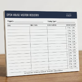 Immobilienmakler Open House Besucherregistrierung Notizblock