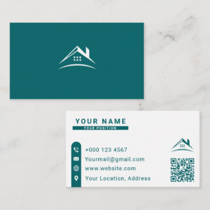 Immobilienmakler Visitenkarte Teal-Haus-Logo