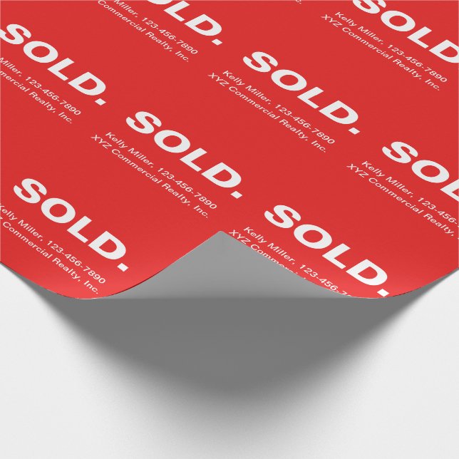 IMMOBILIENMARKETING SOLD | Minimalist fett Rot Geschenkpapier (Ecke)