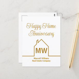Immobilienunternehmen Gold Happy Home Anniversary Postkarte