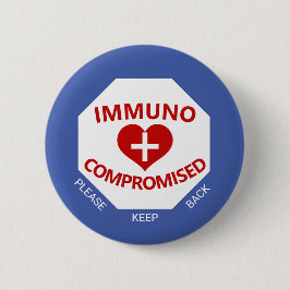 Immunokompromittiert - Behalt Back Blue & Red Butt Button