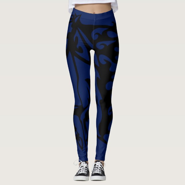 Impact Blue Pony Horse Hallion Bronco Kunstvoll wa Leggings (Vorderseite)
