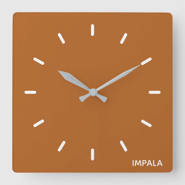 Impala braune Farbe Quadratische Wanduhr (Vorderseite)