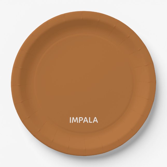 Impala-Braunfarbname Pappteller (Vorderseite)