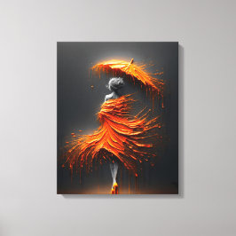 Impasto Orange Schirm Silhouette Leinwanddruck