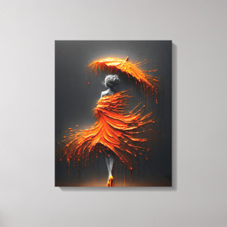 Impasto Orange Schirm Silhouette Leinwanddruck
