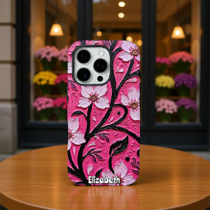 Impasto Rosa Blüten und schwarze Stiele iPhone 16 Pro Hülle