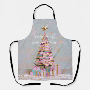Impasto-Rosa-und-Gold-Weihnachtsbaum Schürze