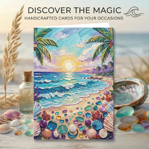 Impasto Strand und Meeresglas   Herzlichen Glückwu Karte